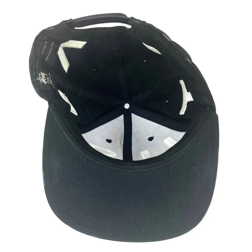 Stussy Unisex Black‎ Polkadot Embroidered Spellout Snapback Flat Bill Hat